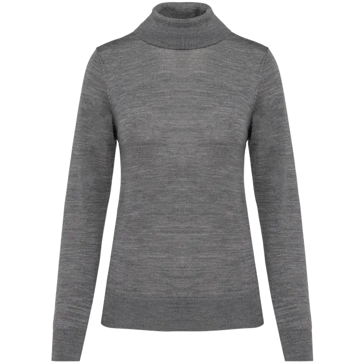 Pull Mérinos col roulé femme Grey Heather