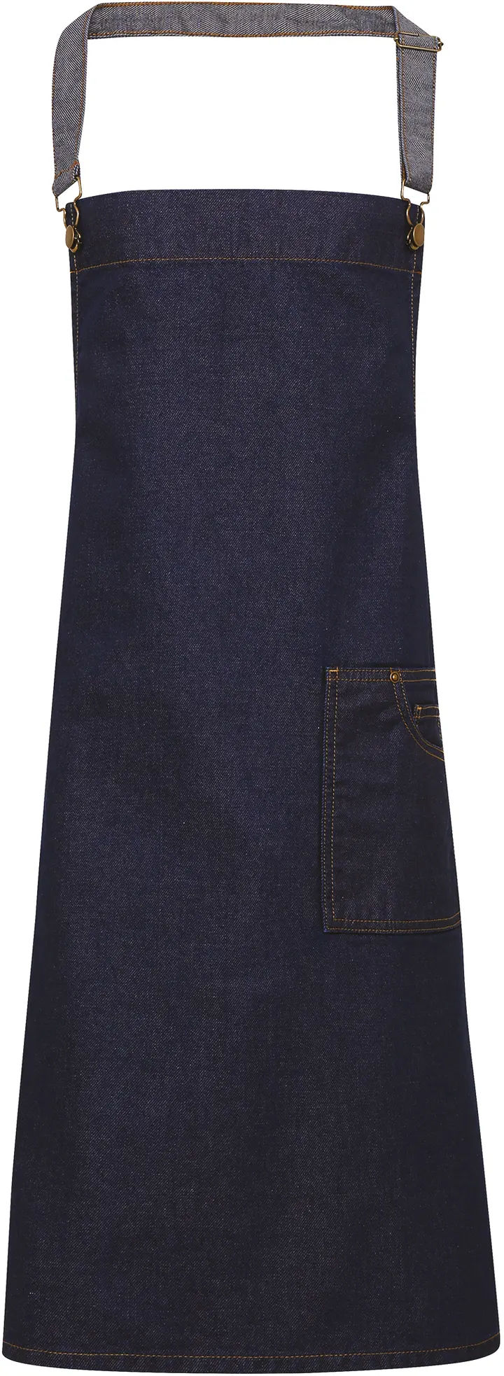 District - Waxed look denim bib apron Indigo Denim