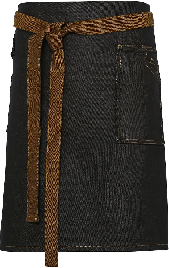Division - Waxed look denim waist apron Black / Tan Denim