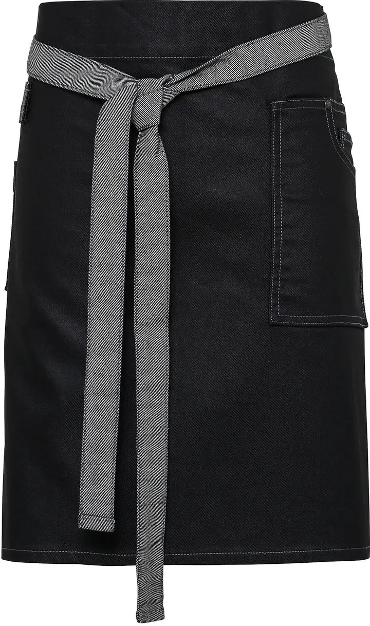 Division - Waxed look denim waist apron Black Denim