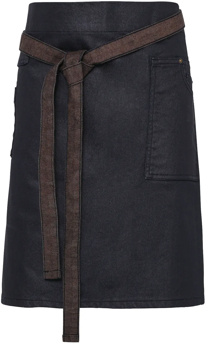 Division - Waxed look denim waist apron Indigo / Brown Denim