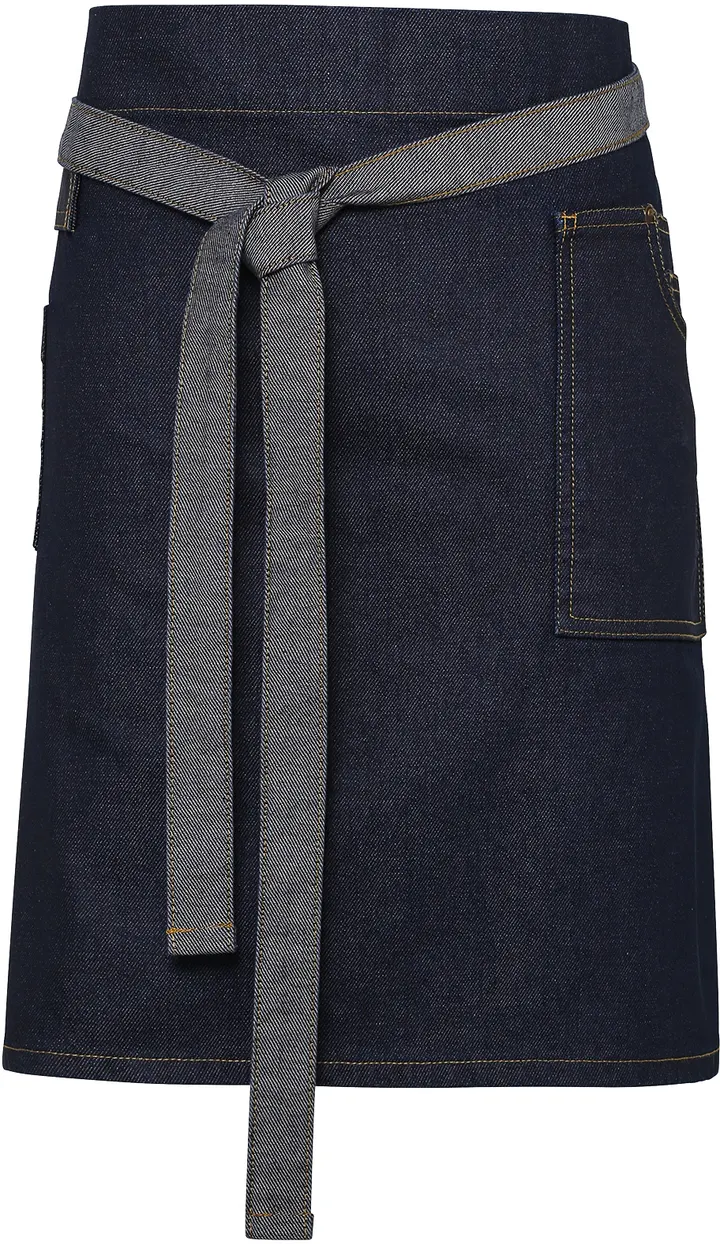 Division - Waxed look denim waist apron Indigo Denim