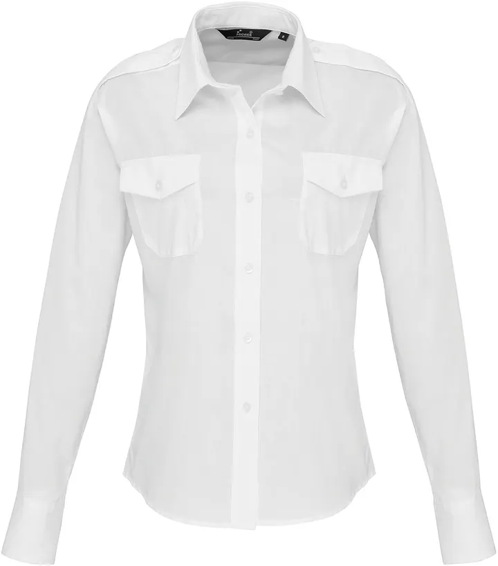 Chemise Femme manches longues Pilote White