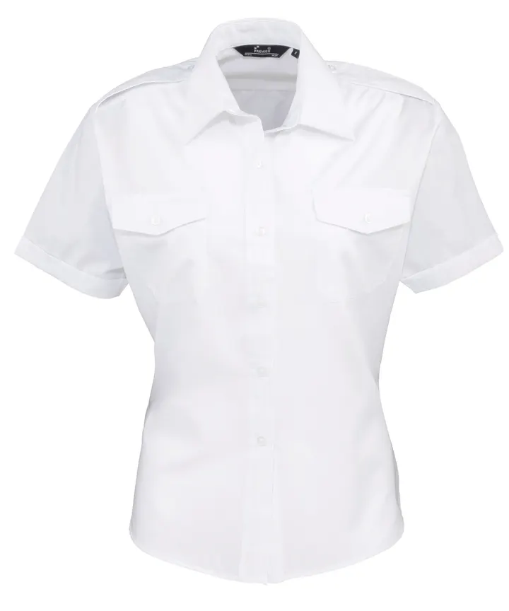 Chemise Femme manches courtes Pilote White
