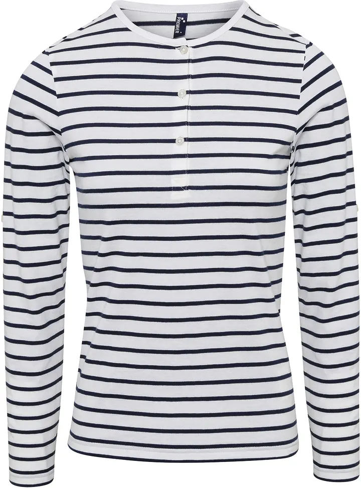T-shirt femme "Long John" White / Navy