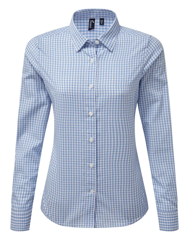 Bluse mit großen Vichy-Karos Light Blue / White
