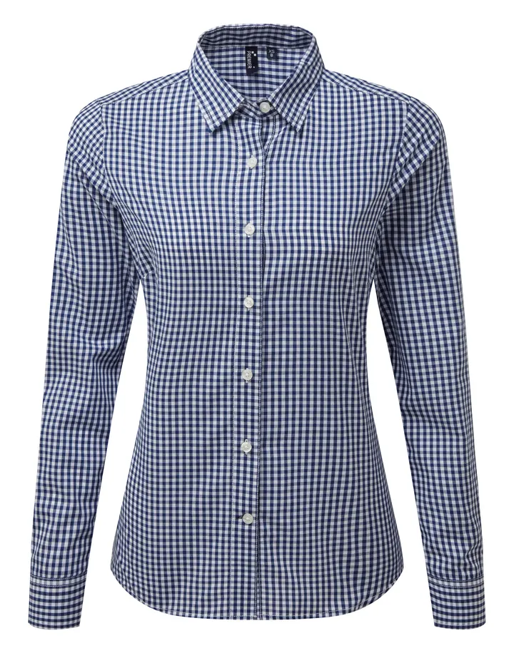 Bluse mit großen Vichy-Karos Navy / White