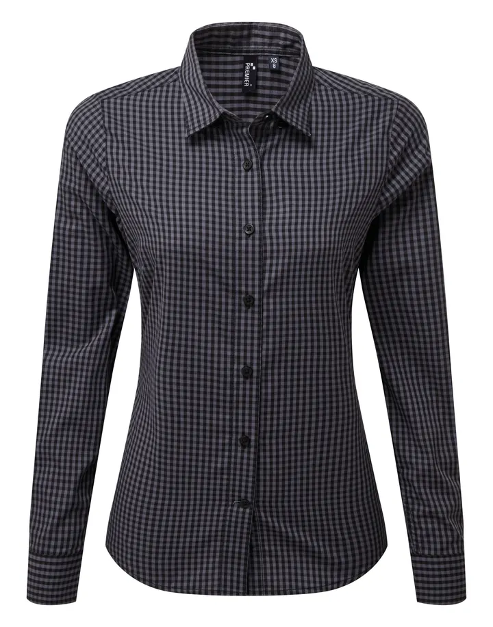 Bluse mit großen Vichy-Karos Steel / Black