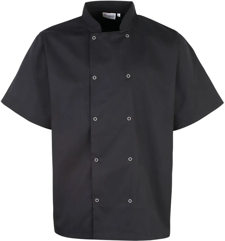 Studded Front Chef's Jacket Black
