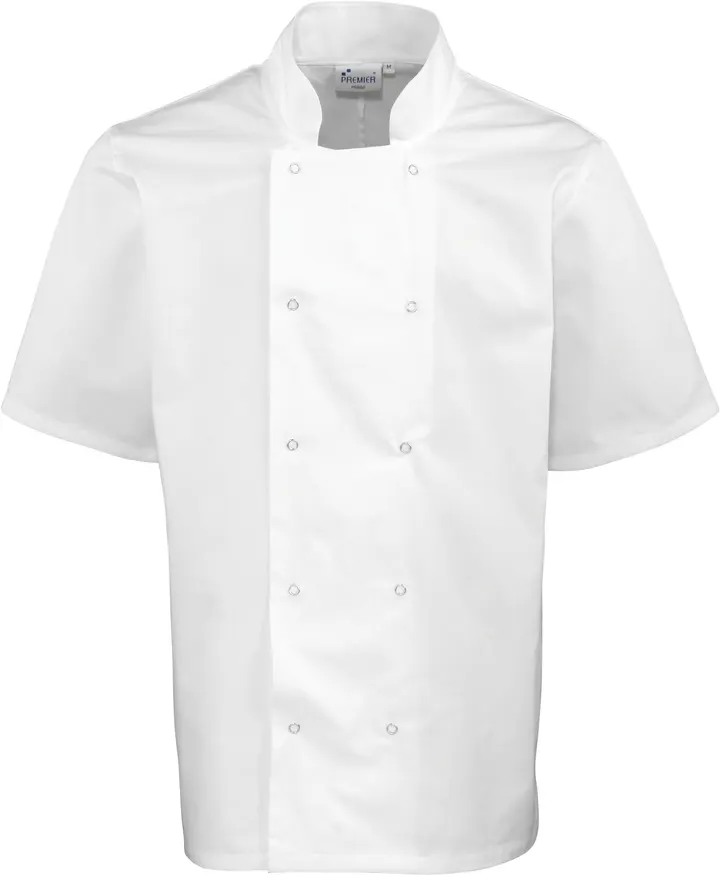 Studded Front Chef's Jacket White