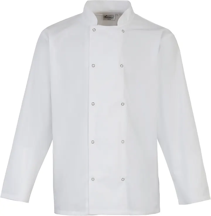 Long Sleeve Press Stud Chef's Jacket White