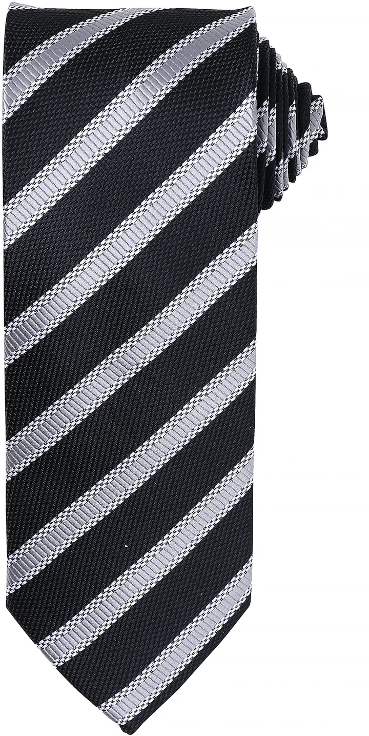 Cravate rayée "Waffle" Black / Dark Grey
