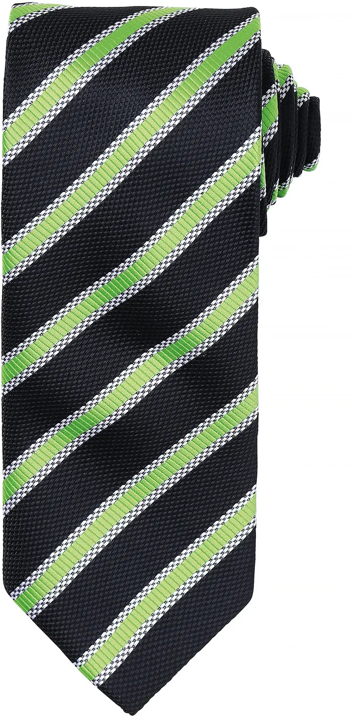 Cravate rayée "Waffle" Black / Lime