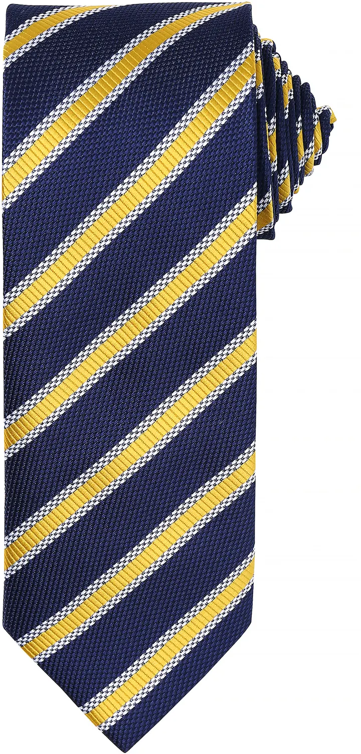 Cravate rayée "Waffle" Navy / Gold