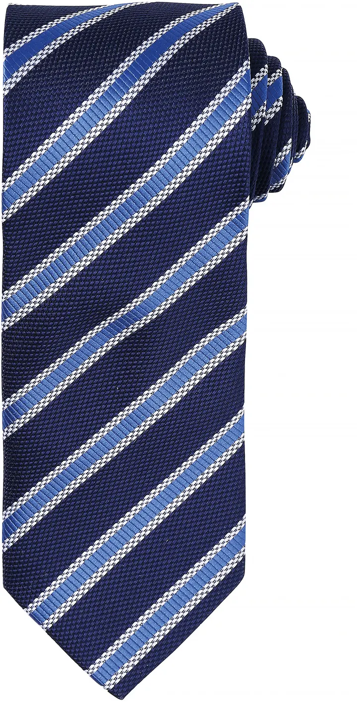 Cravate rayée "Waffle" Navy / Royal Blue