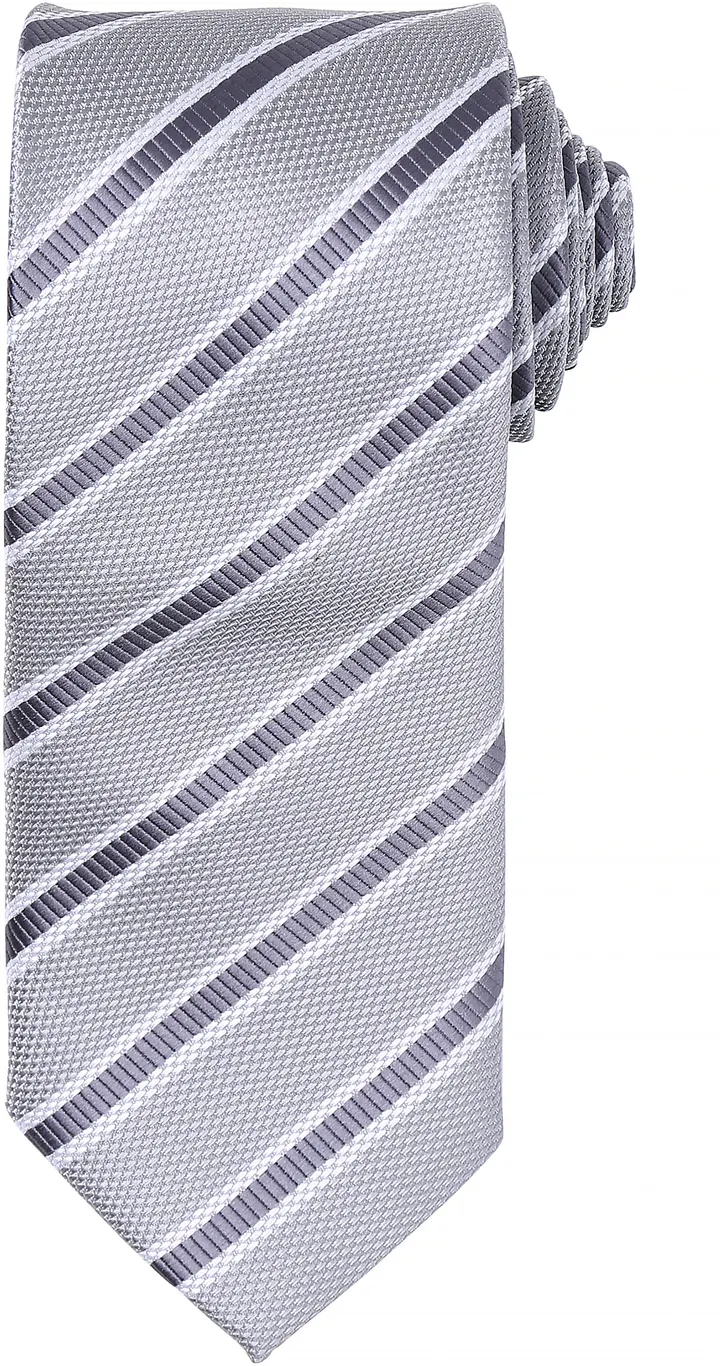 Cravate rayée "Waffle" Silver / Dark Grey