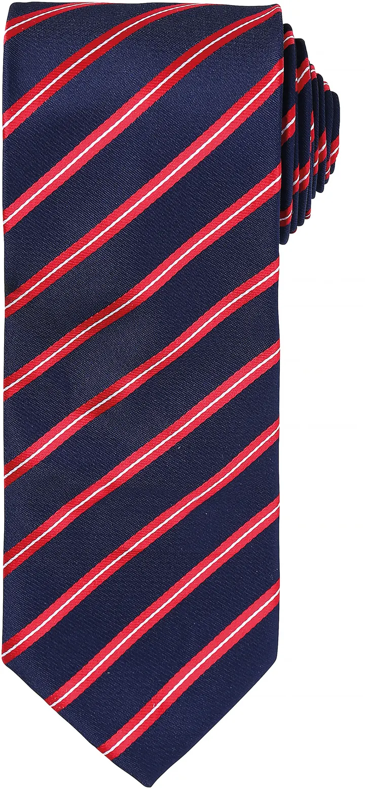Cravate rayée "Sport" Navy / Red
