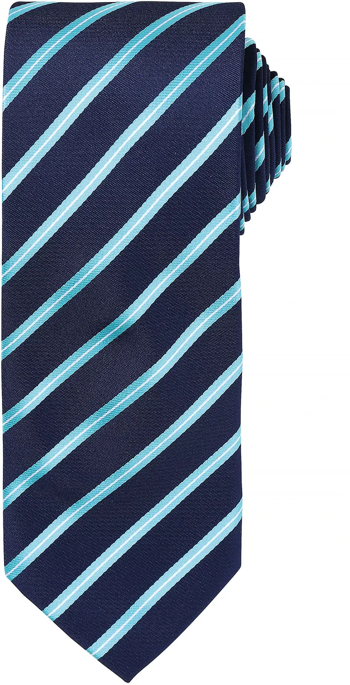 Cravate rayée "Sport" Navy / Turquoise