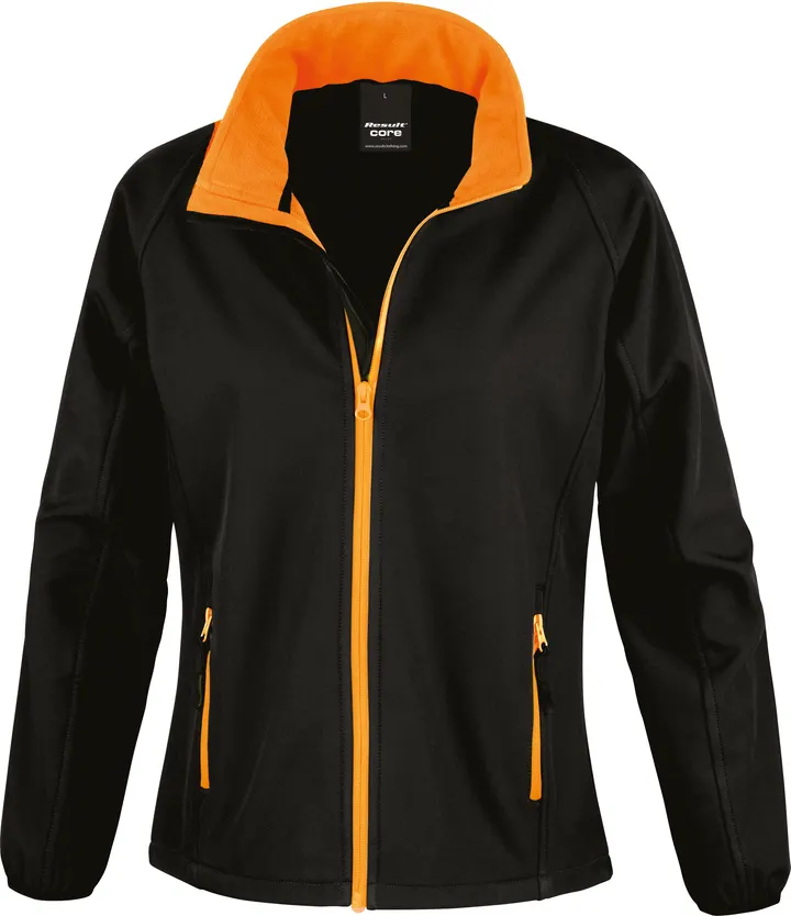 Core Ladies Printable Soft Shell Black / Orange