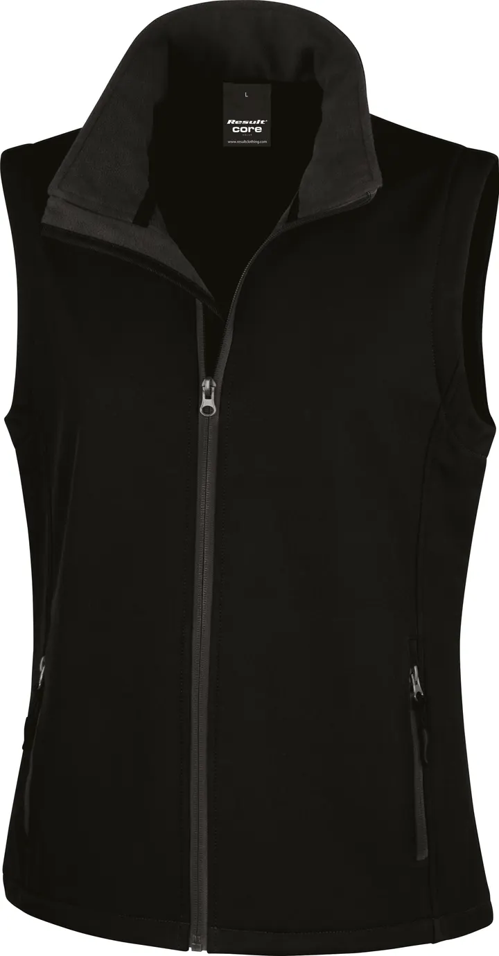 Core Ladies Printable Softshell Bodywarmer Black / Black