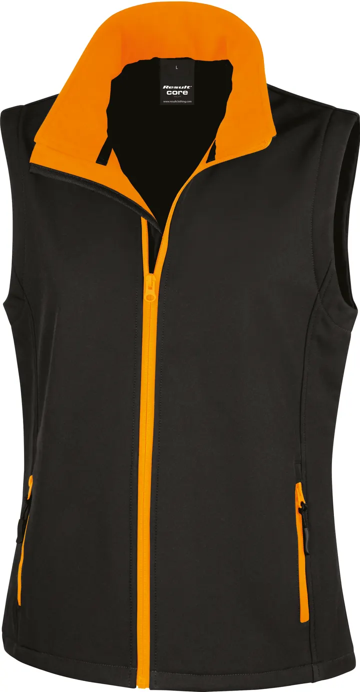 Core Ladies Printable Softshell Bodywarmer Black / Orange