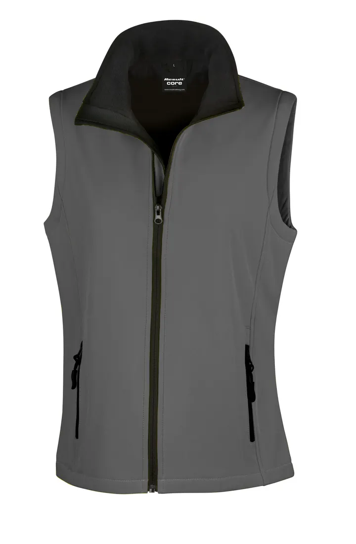 Core Ladies Printable Softshell Bodywarmer Charcoal / Black