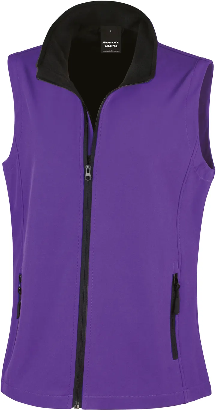 Core Ladies Printable Softshell Bodywarmer Purple / Black
