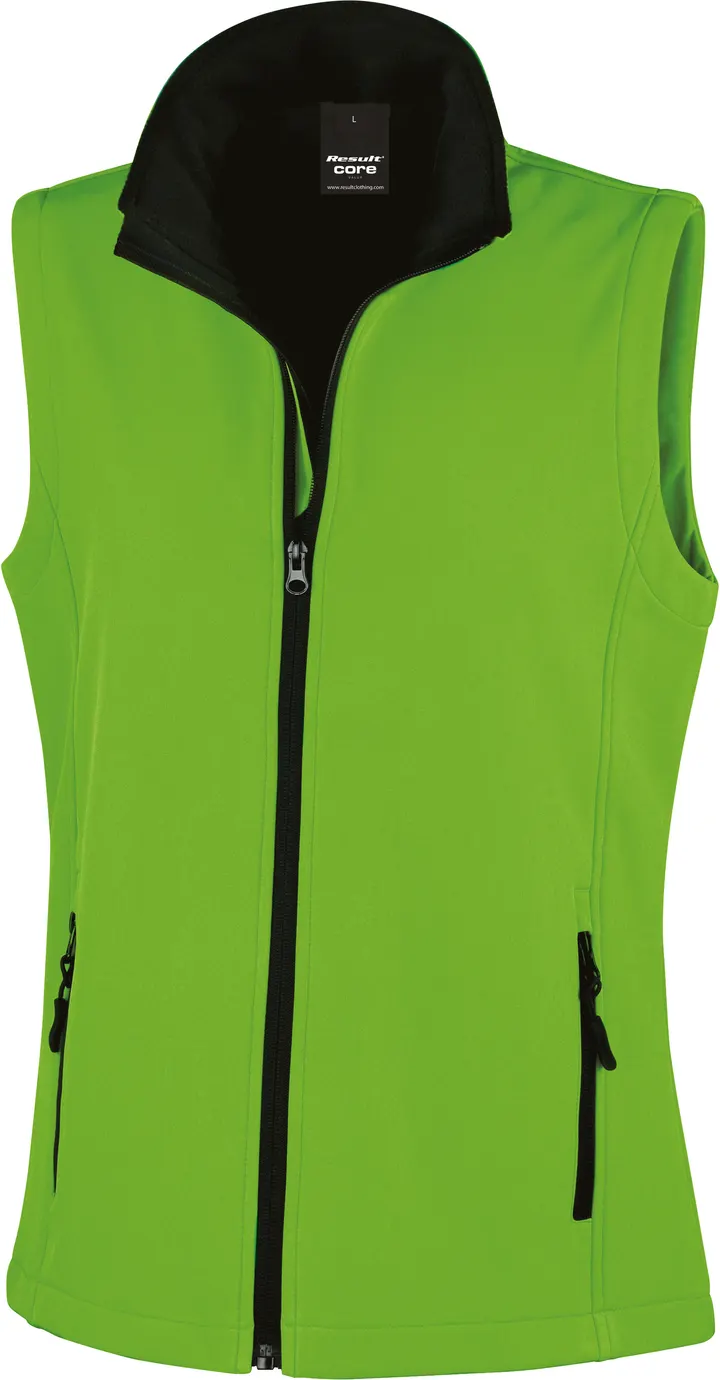 Core Ladies Printable Softshell Bodywarmer Vivid Green / Black