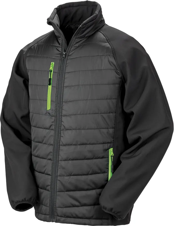 Veste softshell rembourrée black compass recyclée Black / Lime
