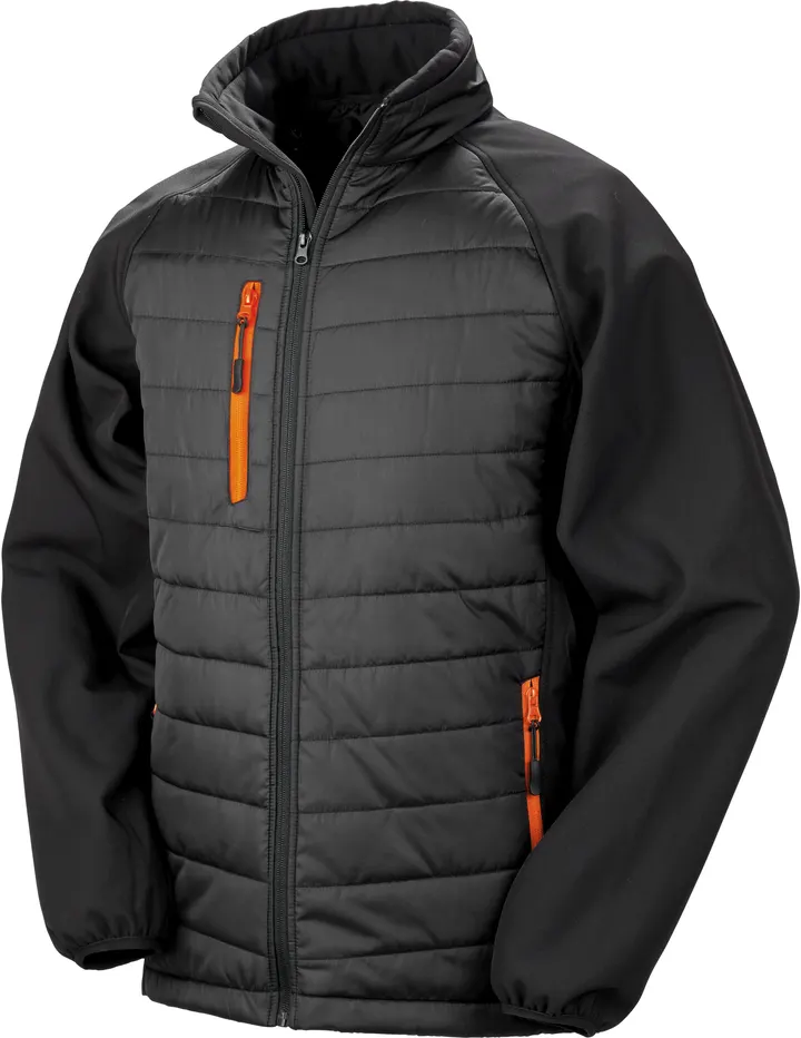 Veste softshell rembourrée black compass recyclée Black / Orange