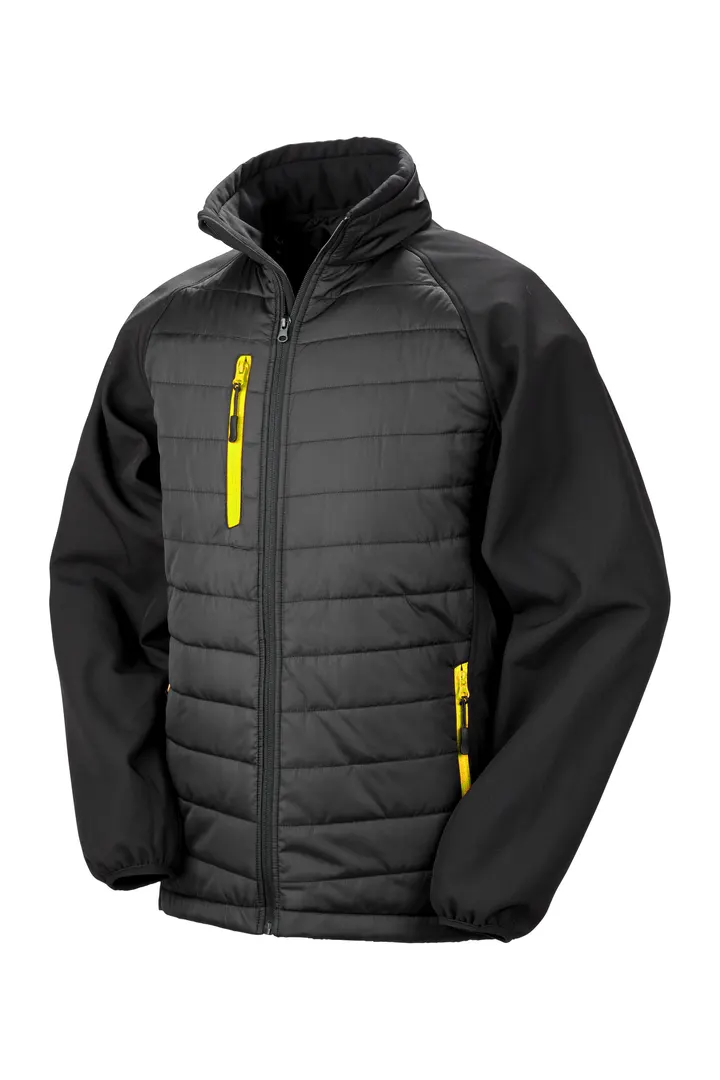 Veste softshell rembourrée black compass recyclée Black / Yellow