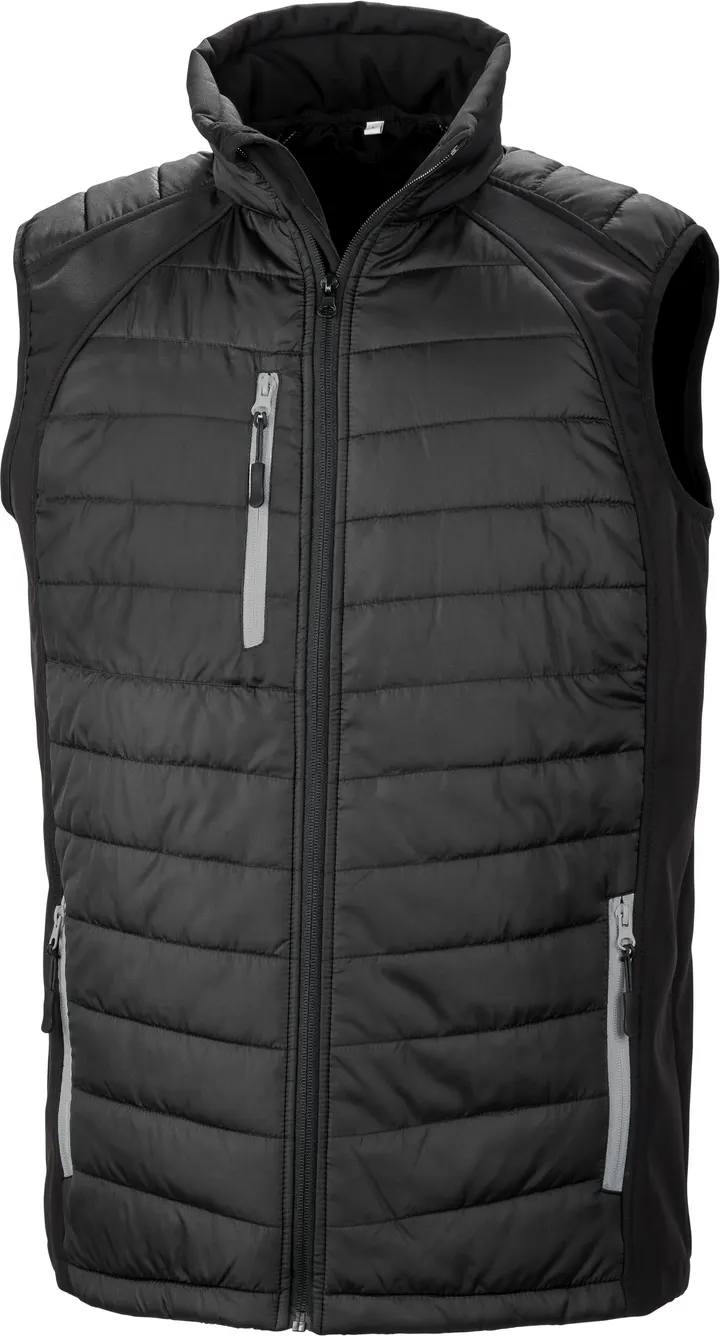 Black compass padded soft shell gilet Black / Grey