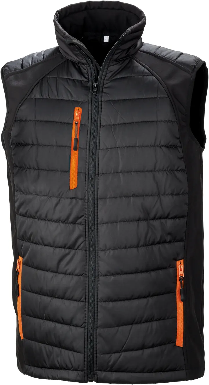 Black compass padded soft shell gilet Black / Orange