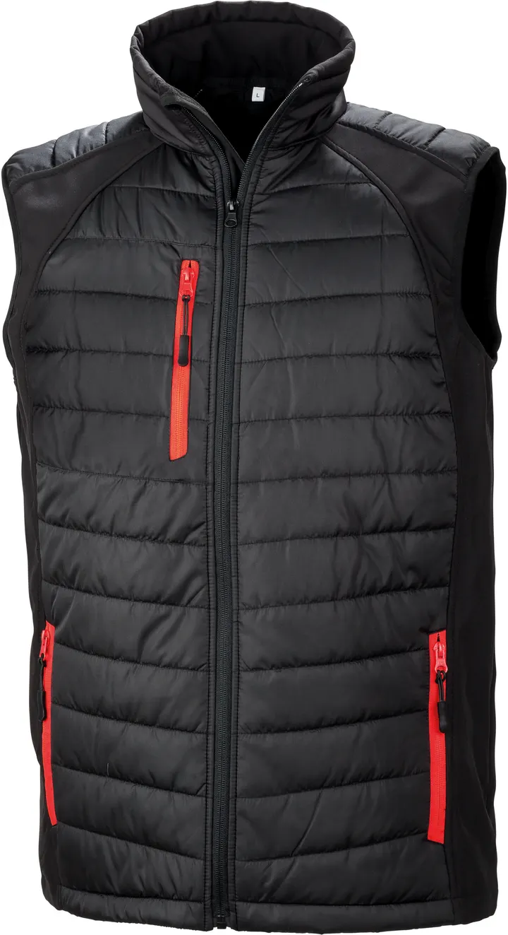 Black compass padded soft shell gilet Black / Red