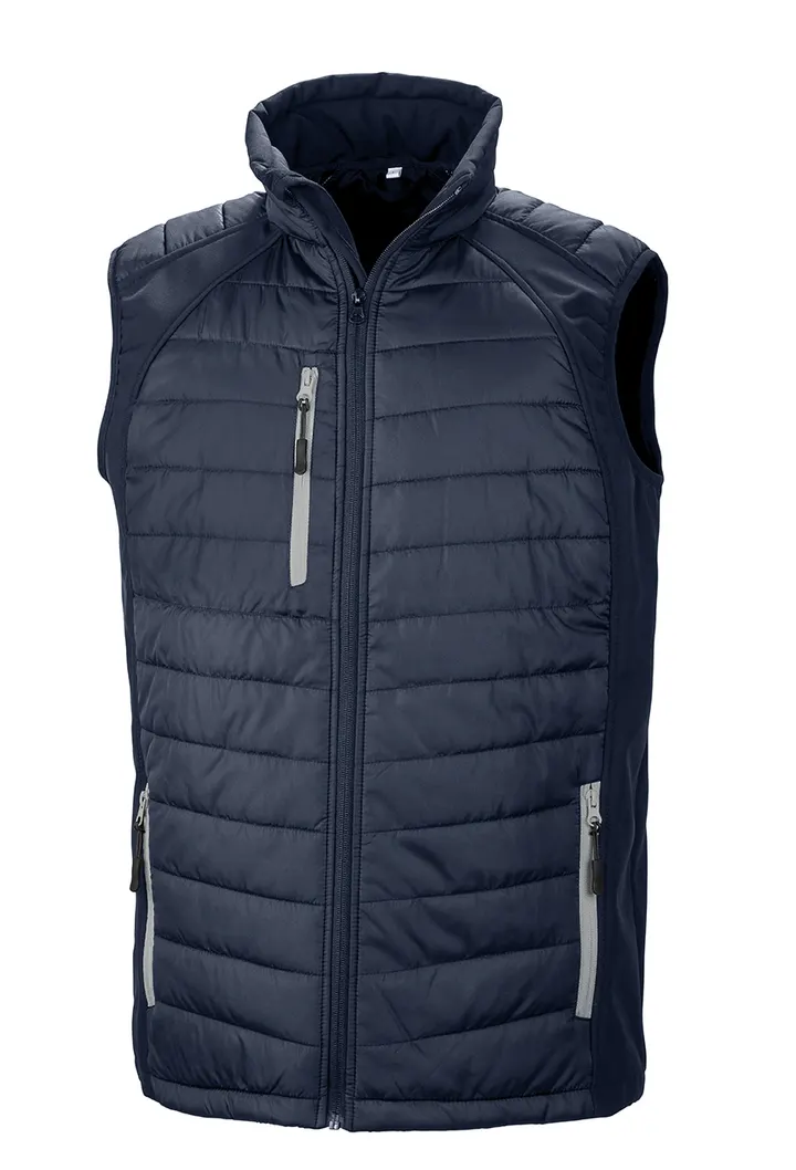 Black compass padded soft shell gilet Navy / Grey
