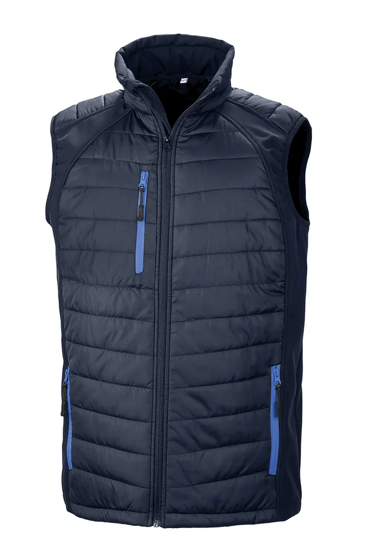 Black compass padded soft shell gilet Navy / Royal