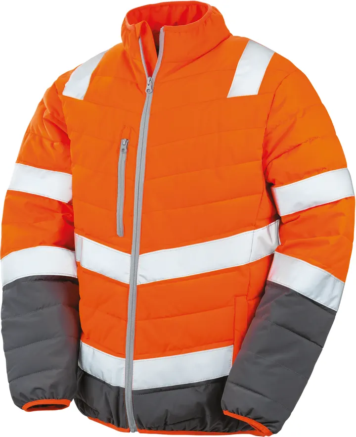Soft padded Safety Jacket Fluorescent Orange / Grey