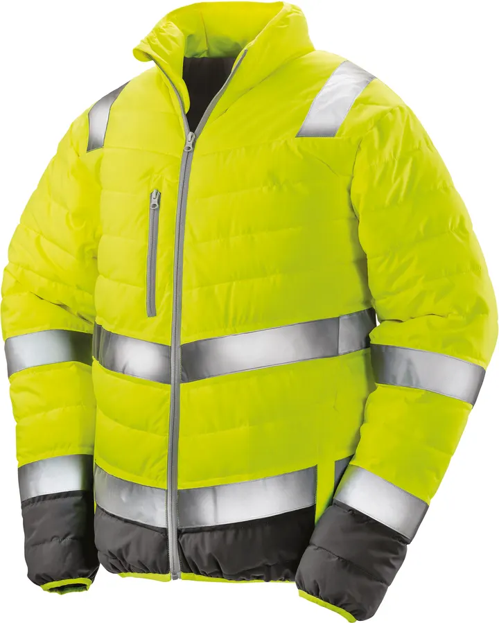 Soft padded Safety Jacket Fluorescent Yellow / Grey