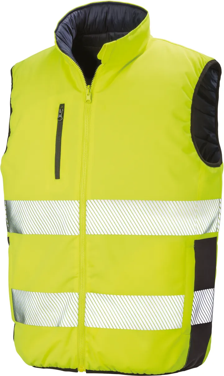 Reversible soft padded safety gilet Fluorescent Yellow / Navy