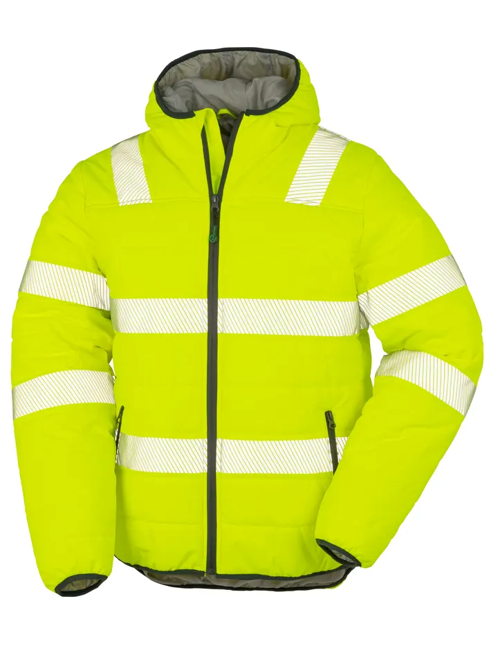 Sicherheitsjacke aus wattiertem, recyceltem Ripstop Fluorescent Yellow