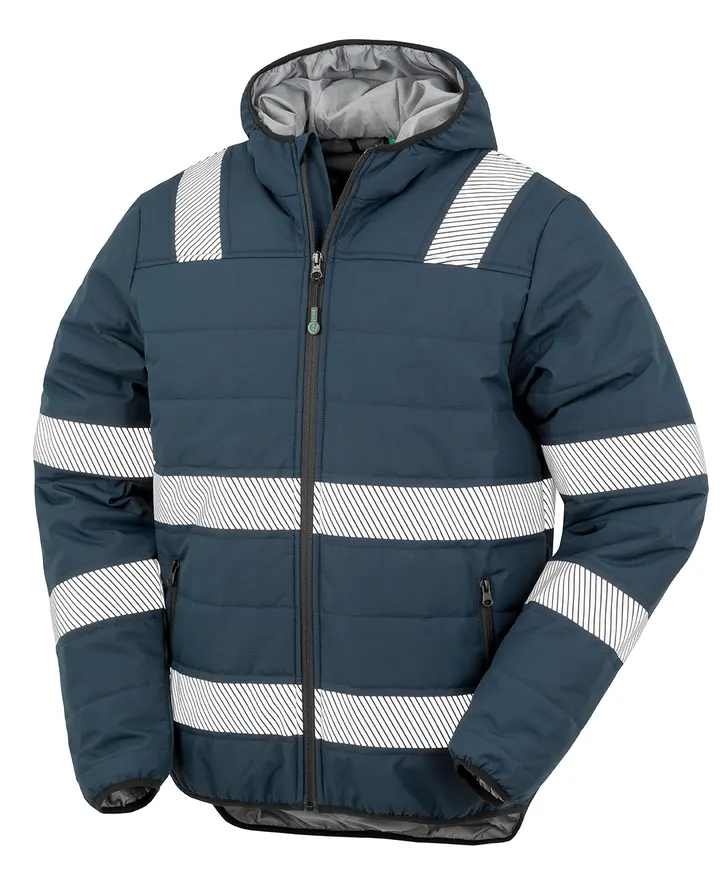 Sicherheitsjacke aus wattiertem, recyceltem Ripstop Navy