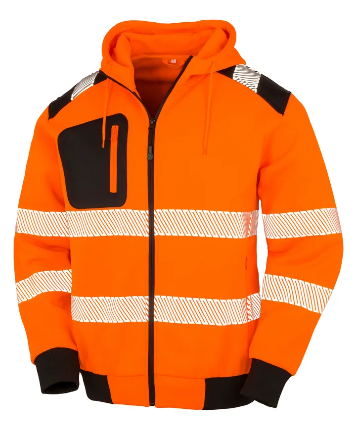 Recyceltes Sicherheits-Kapuzensweatshirt Fluorescent Orange