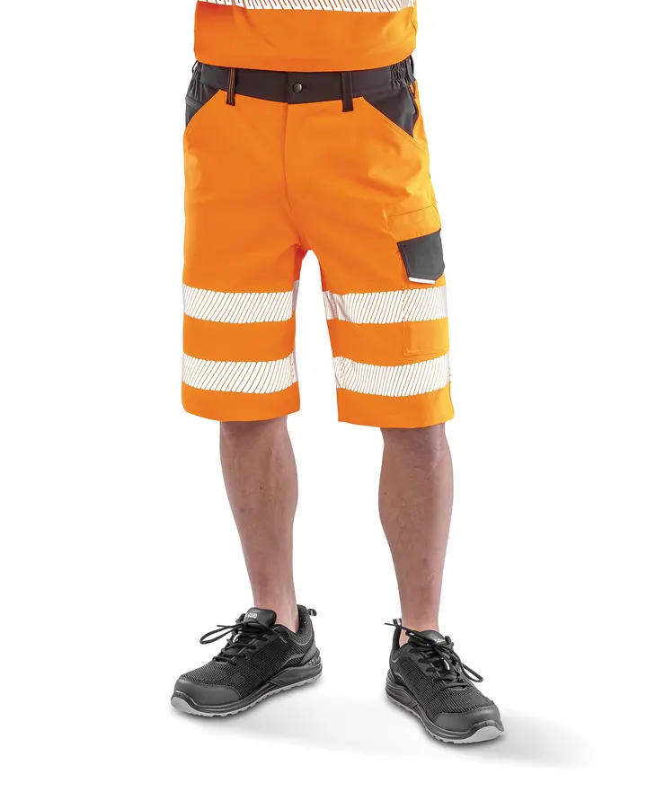 Stretch-Sicherheitsshorts Safe-Guard mit Recyclingmaterial Fluorescent Orange