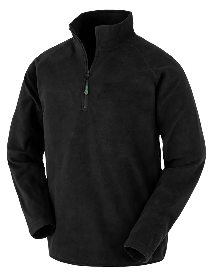 Recycelter Mikrofleece mit Reißverschlusskragen Black