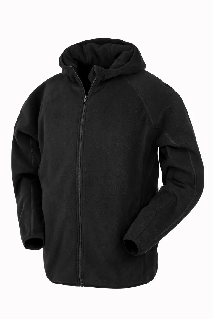 Kapuzenjacke aus recyceltem Mikrofleece Black