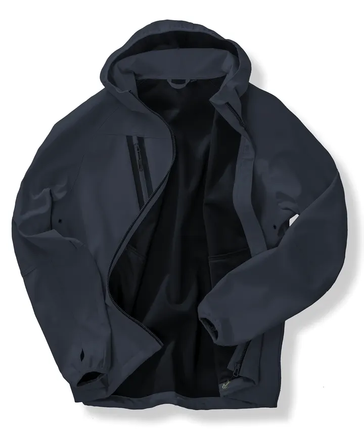 Veste Softshell 3 couches recyclée à capuche unisexe Navy / Navy