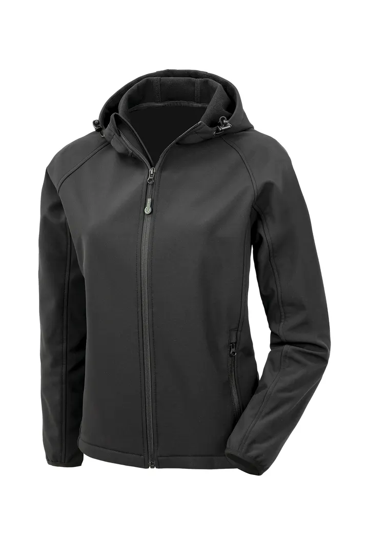 Recycelte 3-Lagen-Softshelljacke für Damen mit Kapuze Black
