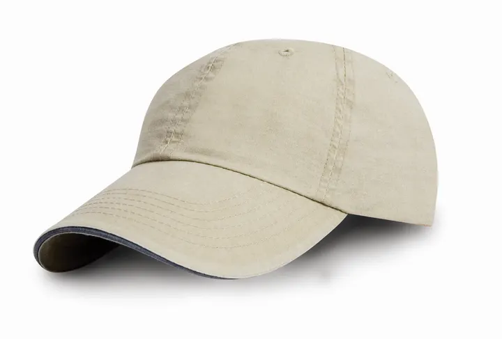 Casquette coton fine ligne lavé avec visière sandwich Putty / Navy