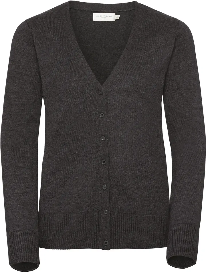 Ladies' V-neck Knitted Cardigan Charcoal Marl