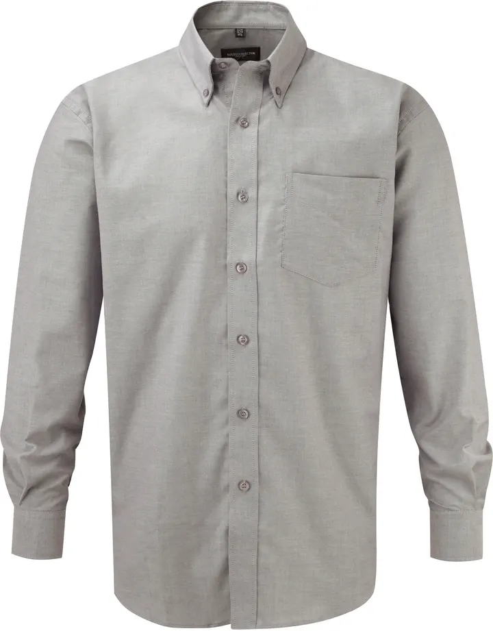 Men's Long Sleeve Easy Care Oxford Shirt Silver